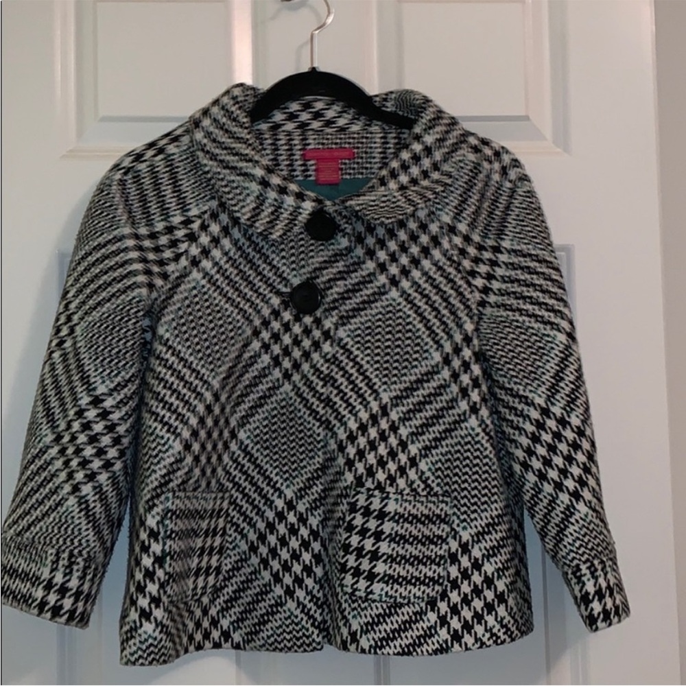 60’s style black and white Houndstooth swing coat size 4. Adorable!